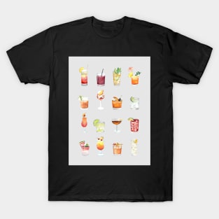 Classic Watercolor Cocktails Drinks T-Shirt